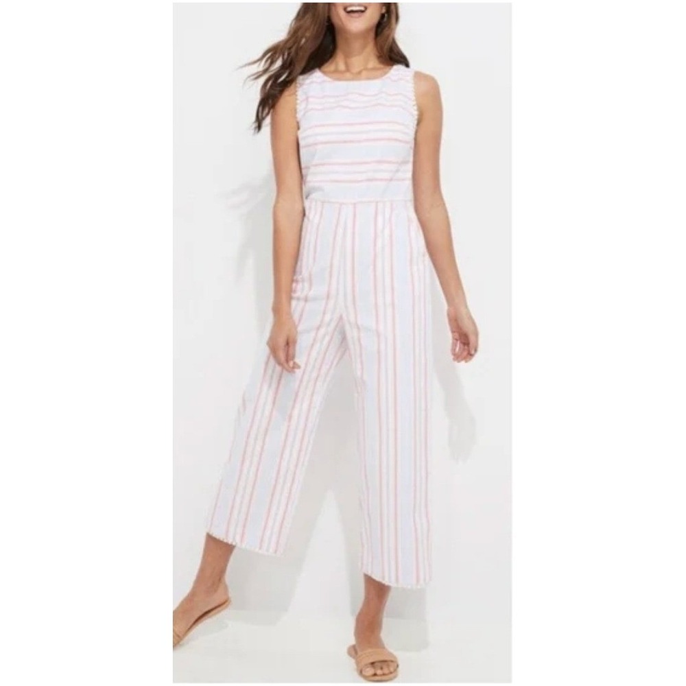 Vineyard Vines Women's Abacos Stripe Tassel Jumpsuit Size 10 Multicolor Coastal